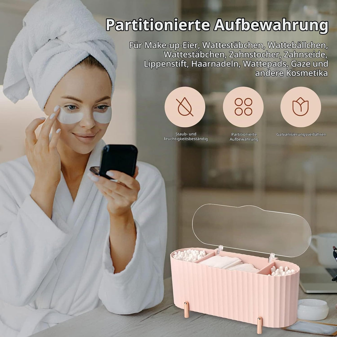 Make Up Kosmetik Organizer, Wattepads Aufbewahrung mit Deckeln, Wattestäbchen Behälter Lidschattenpi