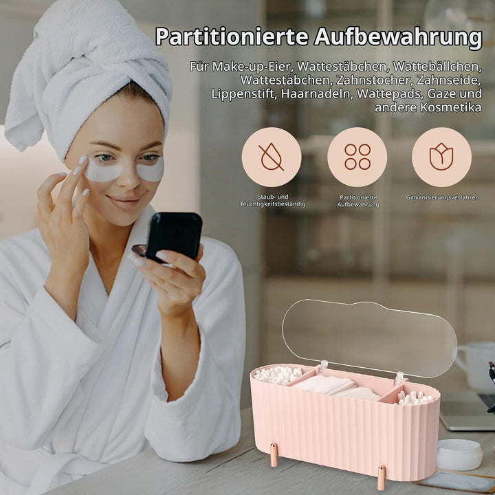 Make Up Kosmetik Organizer, Wattepads Aufbewahrung mit Deckeln, Wattestäbchen Behälter Lidschattenpi