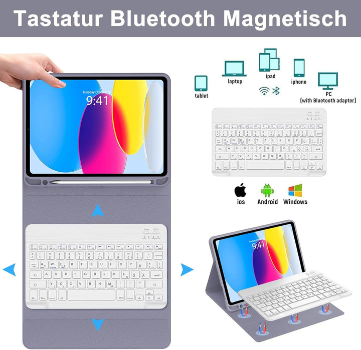 WINCHKING Tastatur Hülle Für iPad A16 11/10 Generation 2025/2022 (11/10.9 Zoll), Hülle Mit Tastatur