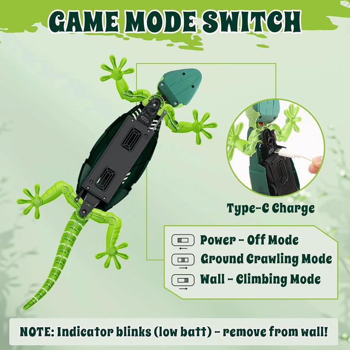 Wall Crawler Gecko, Remote Controlled Crawling Chameleon, Fernbedienung Wand Gecko mit Leuchtenden A