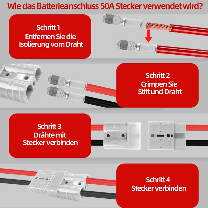 12 Stück Anderson Stecker 50A 600V, Batterie Schnelltrennstecker, Hochstromstecker 50A für Auto, Woh
