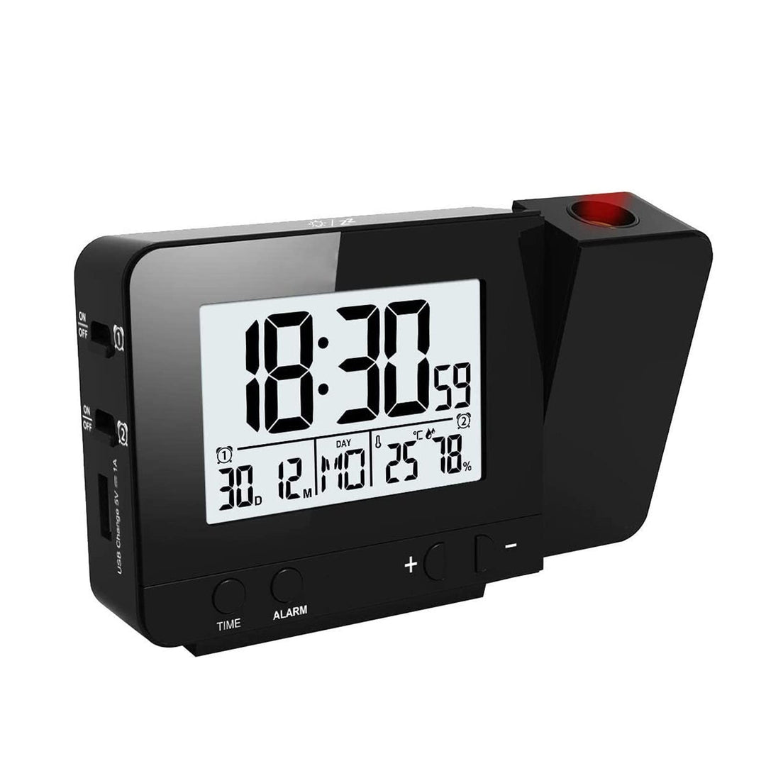 VORRINC Projektionswecker Digital Uhr mit USB Anschluss, Innentemperaturanzeige und Datumsanzeige, 4