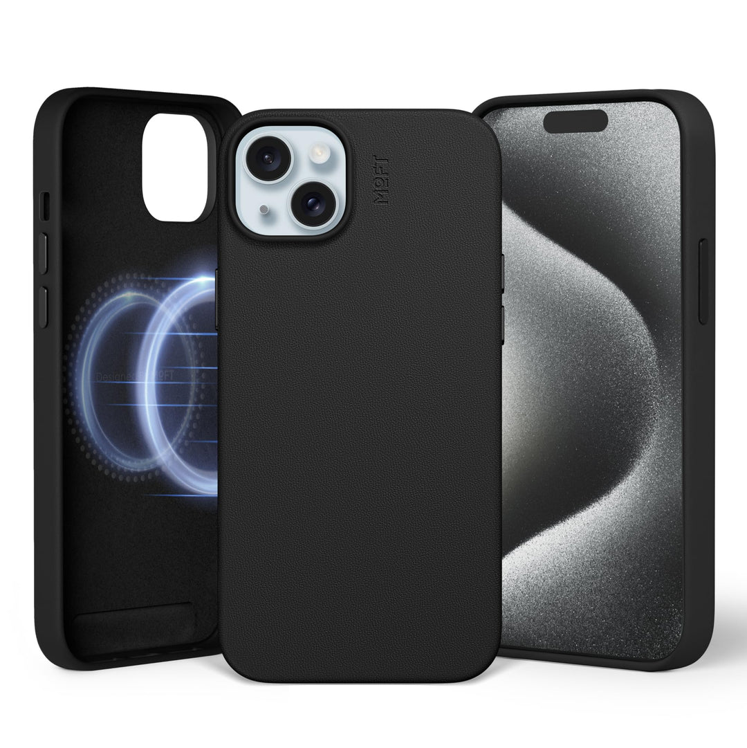 MOFT Magnetische Hülle für iPhone 15 Plus Kompatibel mit MagSafe, MOVAS Vegane Lederhülle, Weiches B