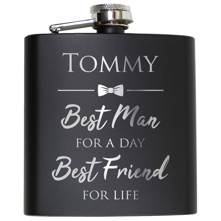 Best Man Flachmann Schwarz mit persönlicher Gravur Geschenk Bester Trauzeuge Best Friend Groomsmen M
