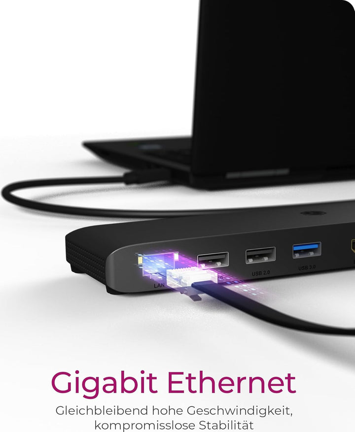 ICY BOX USB-C Docking Station (11-in-1) für 3 Monitore (2X HDMI & 1x DP), 4K 60Hz, 4X USB 3.0 HUB, 1