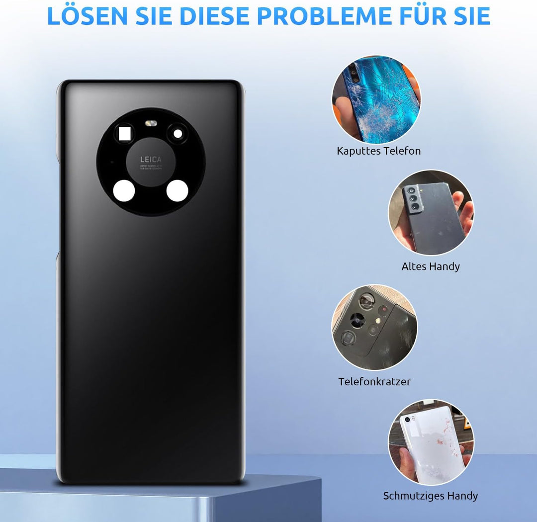 Eonpam Akkudeckel für Huawei Mate 40 Pro Rückseite Glas Original Backcover Back Glas Ersatz Reparatu