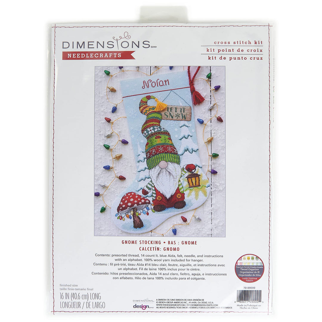 Dimensions Counted Cross Stitch Kit 16" Long-Gnome Stocking (14 Count)