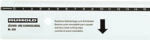Rumold 323.113 Aluminium Präzisions-Zeichen und Schneidelineal mit Rostfreier Stahleinlage, 30cm Län