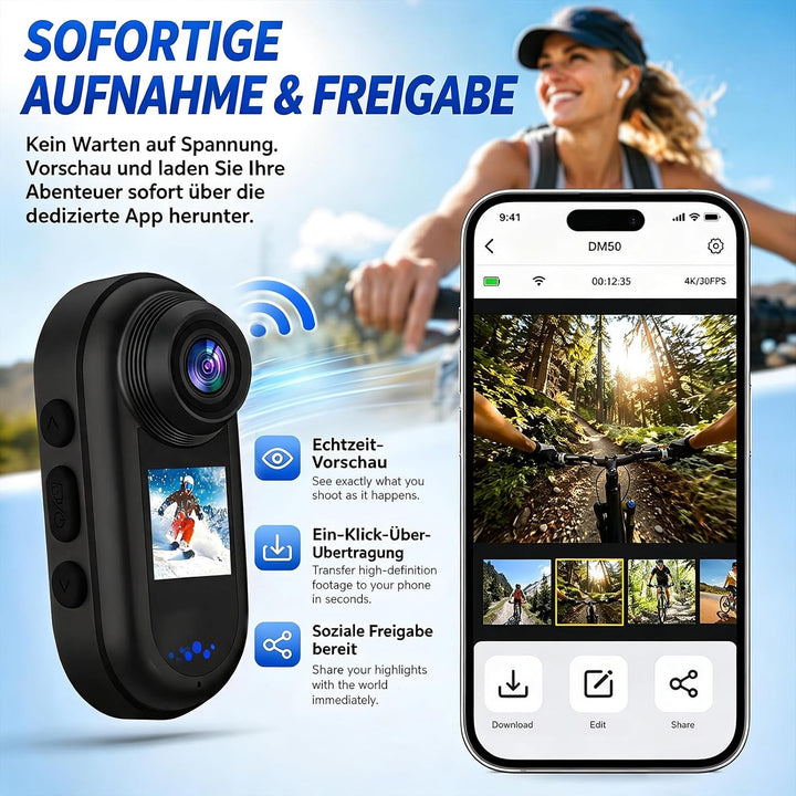 4K Body Cam Daumengrösse Magnetische Tragbare WiFi Wasserdicht POV Kamera | Mit Zubehör, Körperkamer