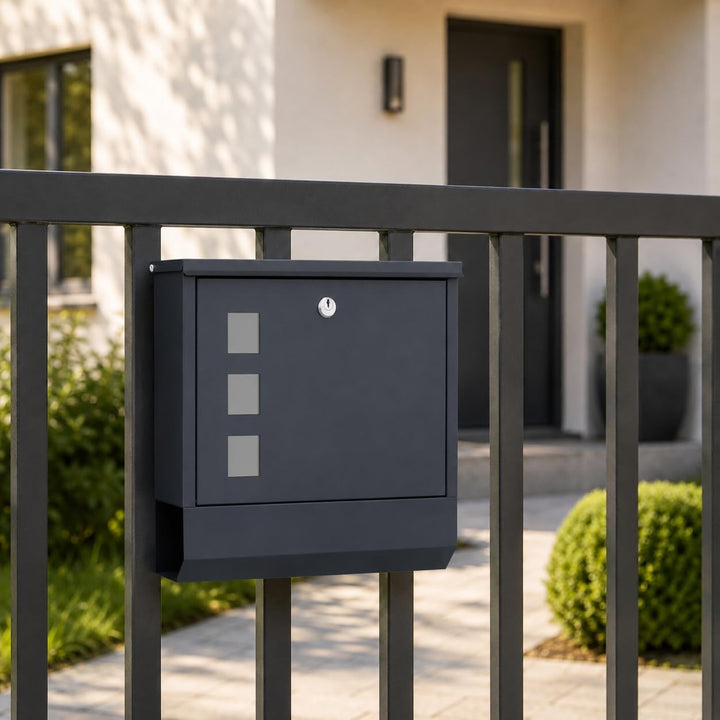 Zedelmaier XL Briefkasten mit Zeitungsfach,Postkasten Edelstahl,Anthrazit | Wandbriefkasten,DIN B5,S