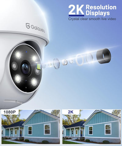 2K Überwachungskamera Aussen,GALAYOU PTZ Outdoor WLAN IP Kamera überwachung aussen, WiFi Dome Camera