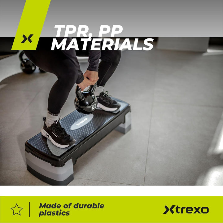 TREXO Aerobic Step 78 x 30 cm Für Cardio- und Fitnesstraining Höhenverstellbar 10-20 cm Langlebig au