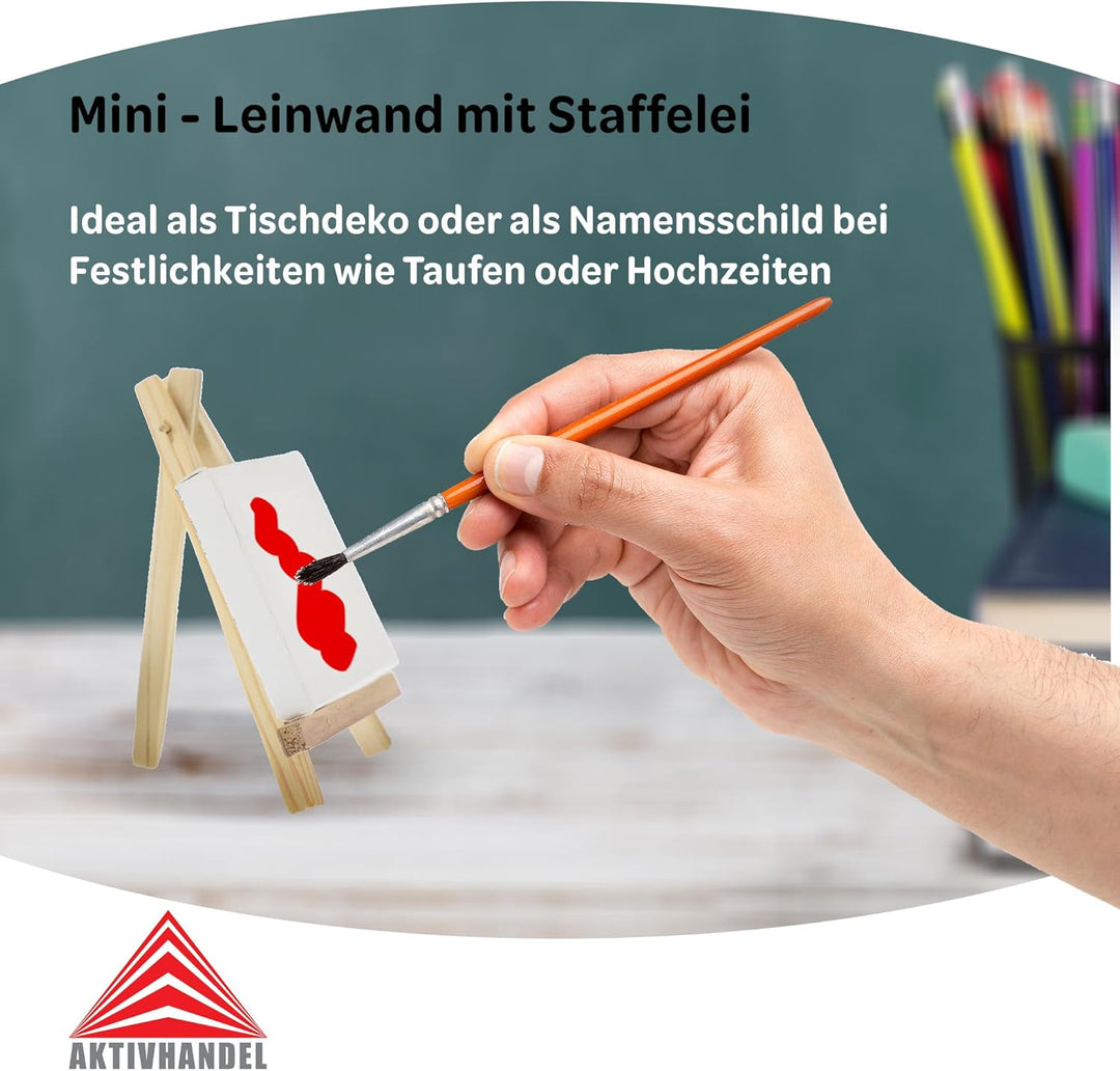 Mini Leinwand mit Staffelei Set, 24 Stück, Keilrahmen Leinwand, perfekt zum Malen und Basteln, geeig