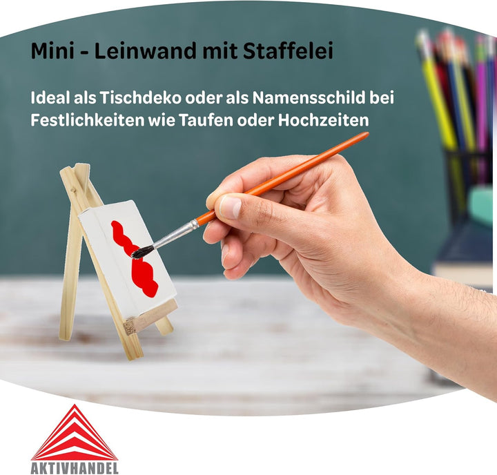 Mini Leinwand mit Staffelei Set, 24 Stück, Keilrahmen Leinwand, perfekt zum Malen und Basteln, geeig