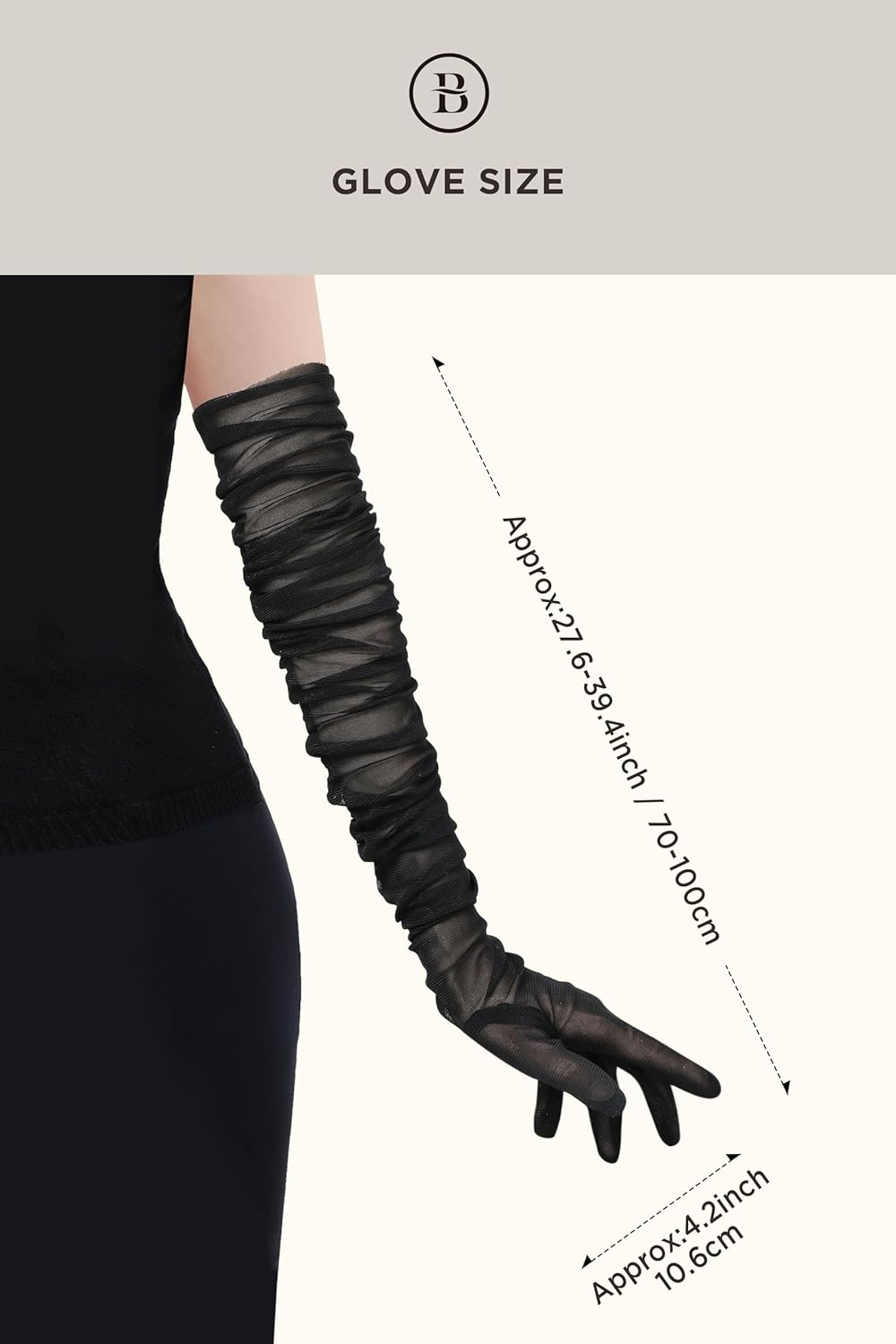 BABEYOND Lange Handschuhe für Damen - Weiches Stretch-Mesh-Tüll, Elegante Opernhandschuhe für Hochze