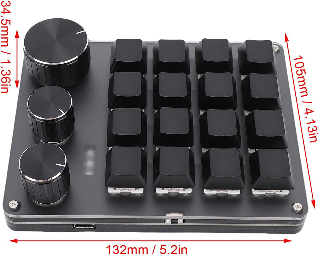 Denash Benutzer Definierte Mechanische Tastatur, Programmier Bares 16-Schlüssel-Macro-Pad mit 3 Knöp