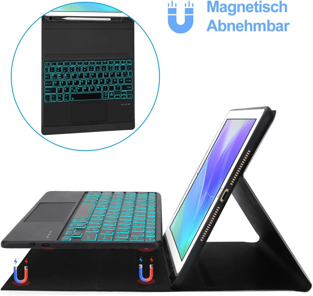 IVEOPPE Tastatur mit Touchpad Hülle mit iPad 2018 (6.Gen)/iPad 2017(5.Gen)/iPad Pro 9.7/iPad Air 2/i