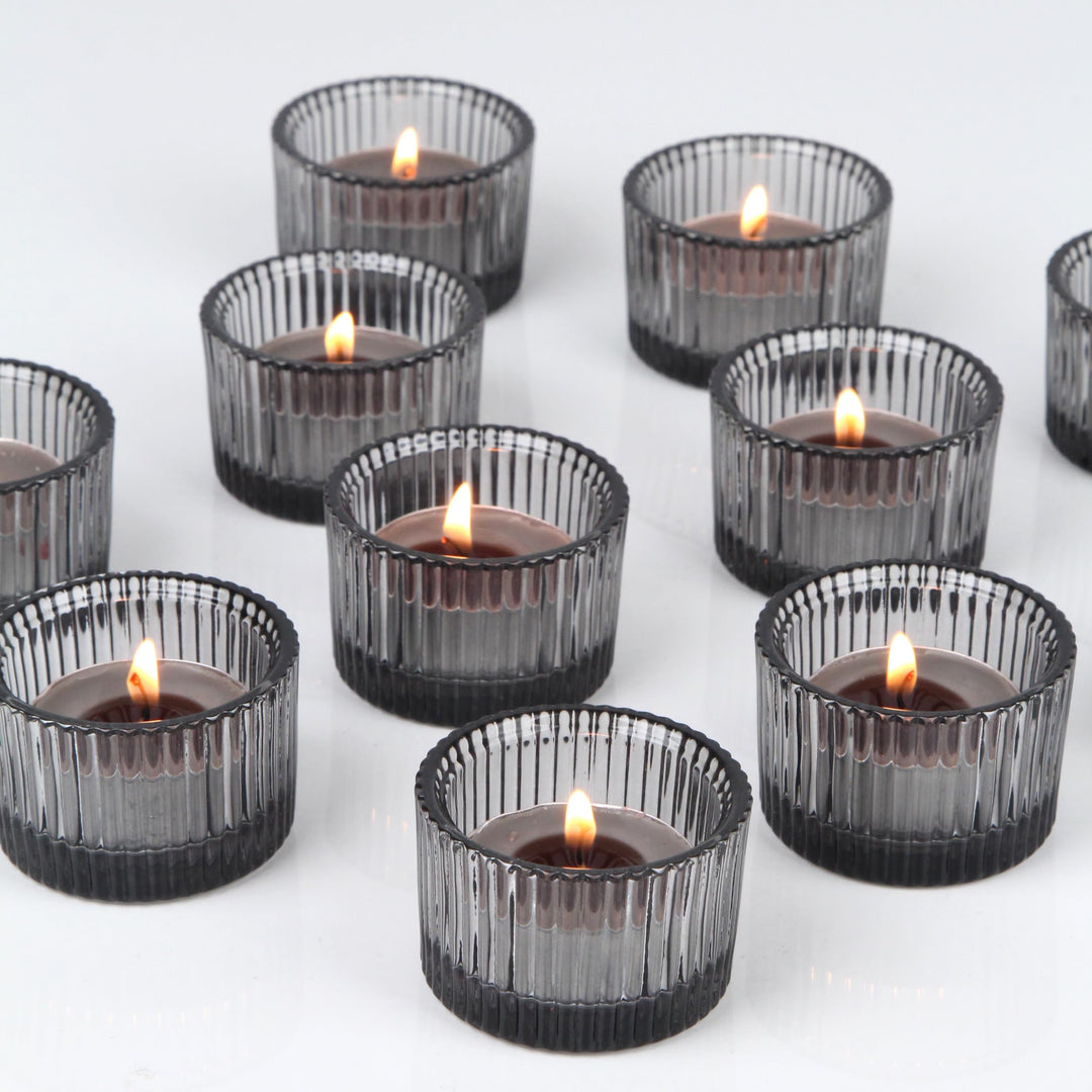 HofferRuffer 12er-Set Teelichthalter, Kerzenhalter aus Glas für Teelichter, Votivkerzenhalter für Ho