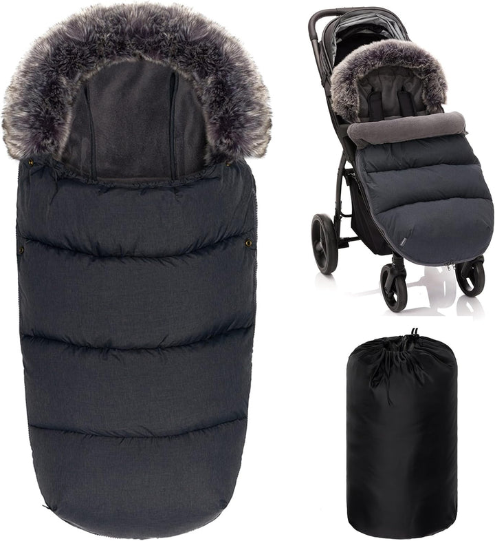 Zamboo Universal Thermo Fusssack mit Fell für Buggy Kinderwagen - Kinder Winterfusssack für 3-Punkt