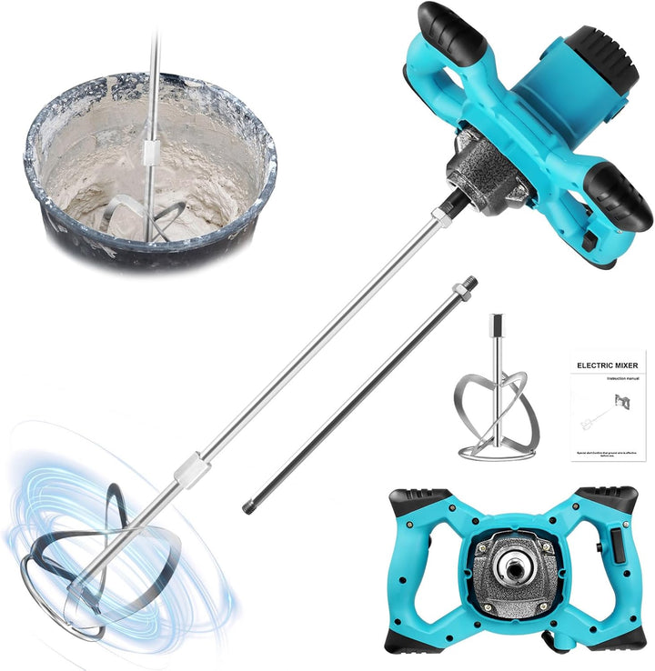 Mörtelrührer, 2100W Betonmischer, Rührwerk Beton with 6 Speed, Rührgerät Mörtel Betonrührer, Rührwer