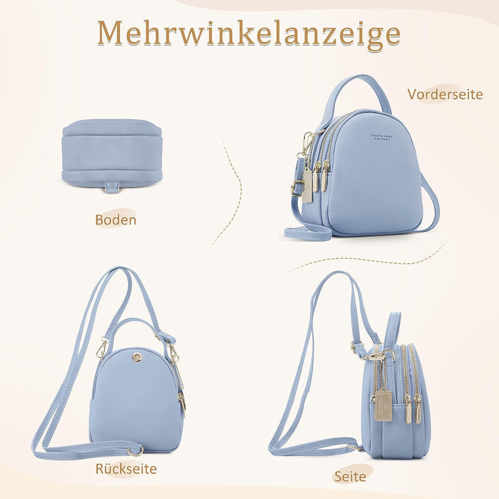 DORRISO Mini Damen Rucksack Elegant Tagesrucksack mit Kopfhörerloch Handtasche für Schule Reisen Läs