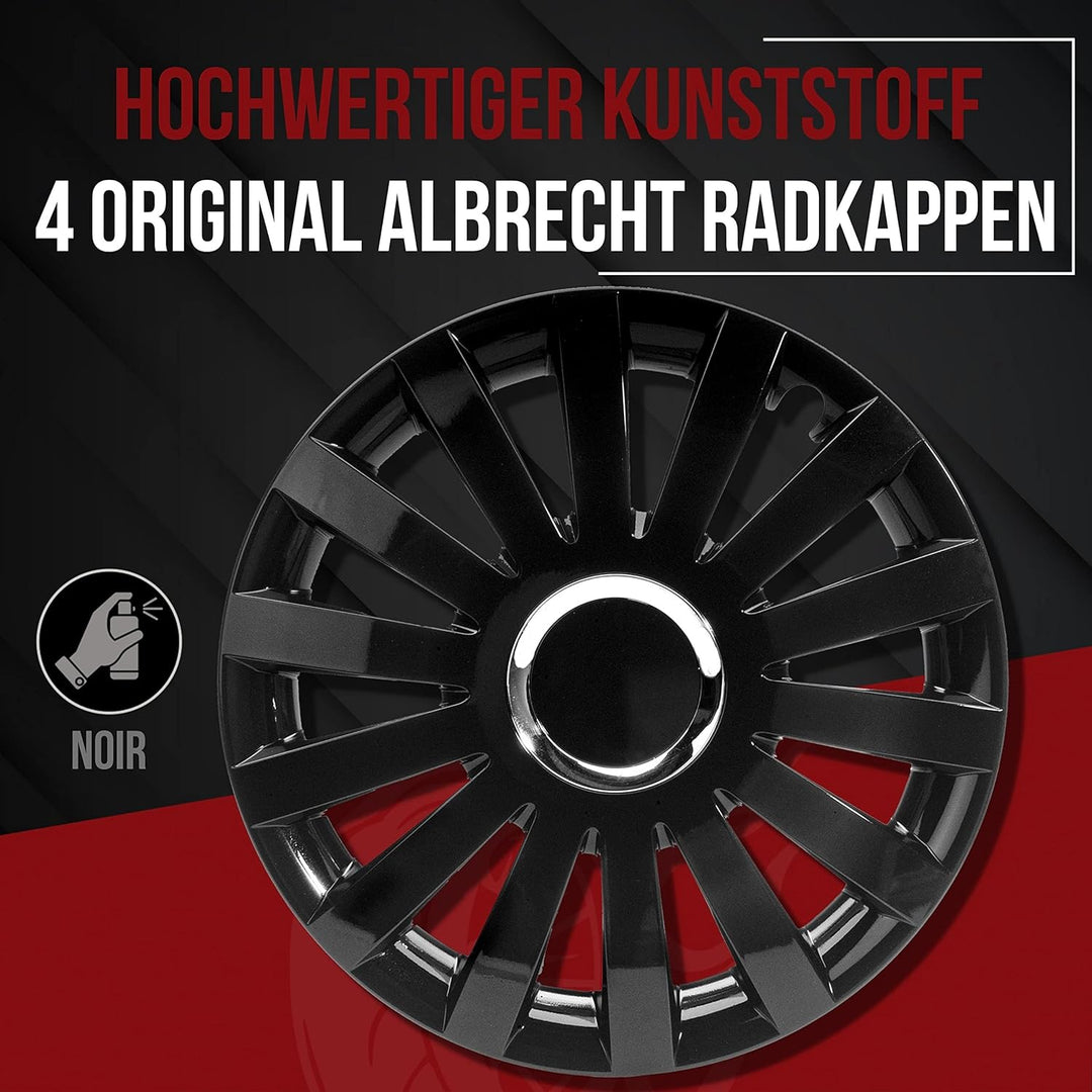 Albrecht 15 Zoll Radkappen schwarz für Stahlfelgen - Sail Radzierblenden aus hochwertigem Kunststoff