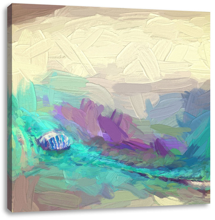 Pixxprint Pfauenfeder Detailaufnahme als Leinwandbild Quadratisch/Grösse: 70x70 / Wandbild/Kunstdruc