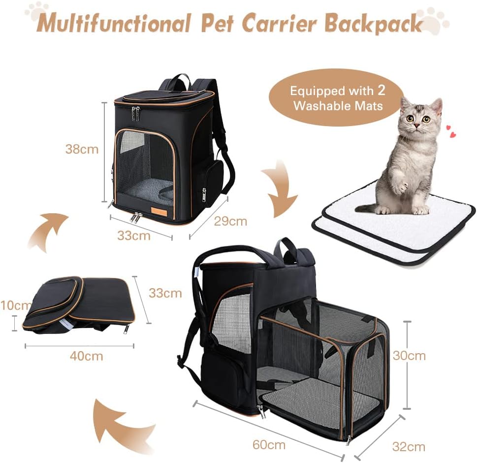 Lekesky Erweiterbar Katzen Rucksack Hunderucksack, Katzenrucksack Gross für für kleine Katzen und Hu