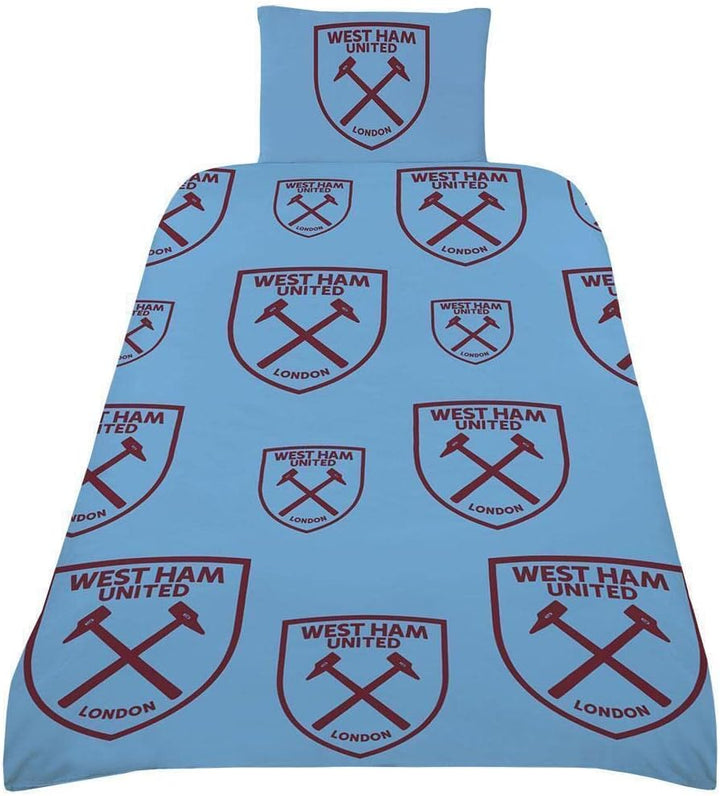 West Ham Multi Crest Single Reversible Duvet and Pillow Case Set