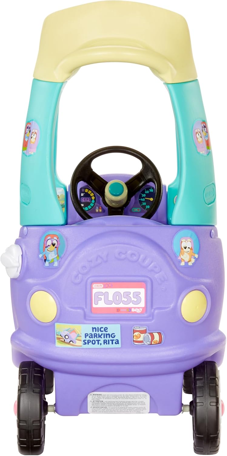 Little tikes Bluey Grannies Car Coupe - Mit 2 Zubehörteilen, Bluey Aufsitzauto, für Jungen und Mädch