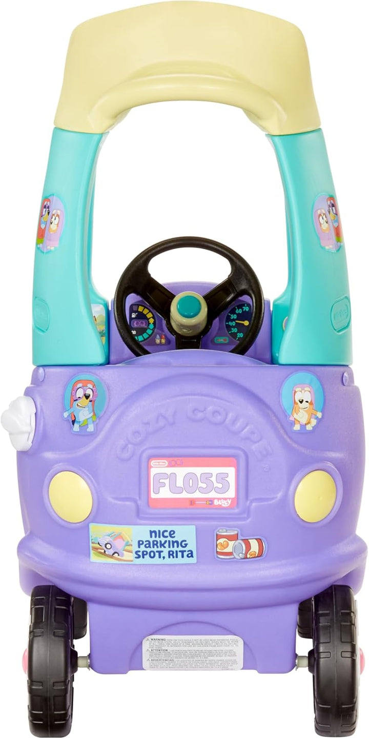 Little tikes Bluey Grannies Car Coupe - Mit 2 Zubehörteilen, Bluey Aufsitzauto, für Jungen und Mädch