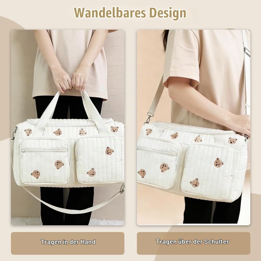 Aucuu Wickeltasche, Babytasche Mama Tasche, Kliniktasche Geburt Stickerei, Gross Mommy Bag, Henkelta