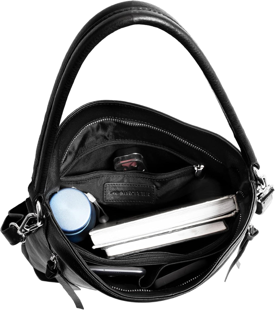Marc Peter Santorini Handtasche Damen I Damenhandtasche aus Nappaleder I Vintage Umhängetasche I Sch