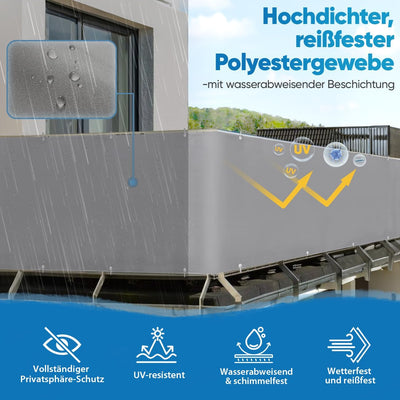 Sekey Balkon Sichtschutz Balkonabdeckung Balkonverkleidung blickdichte Wind- und UV-Schutz, 100% Pri