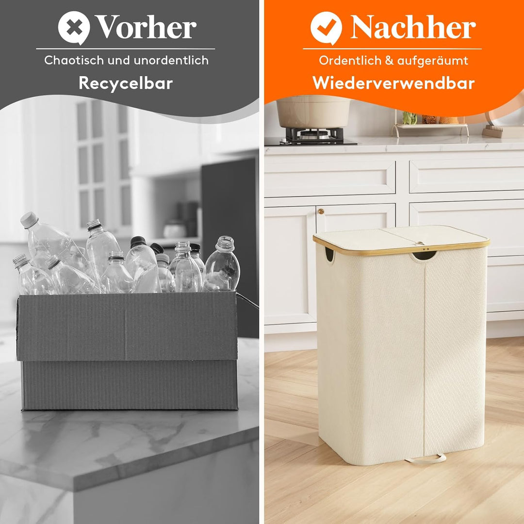Lifewit 150L Pfandflaschen Sammelbehälter 2 fächer mit Deckel, Gross Pfandflaschen Behälter 2 Traget