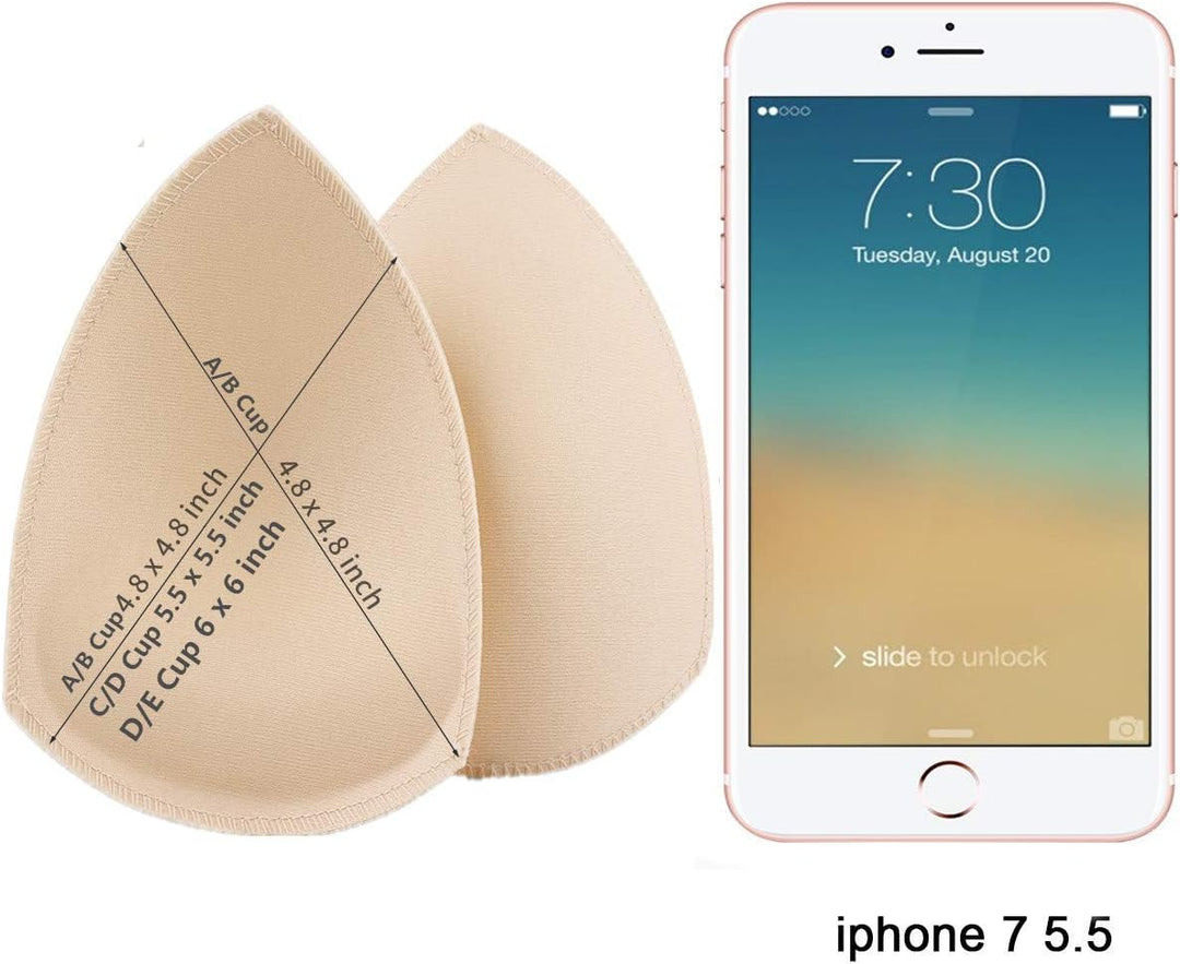 SERMICLE BH Pad Einlagen 4 Paar, BH Pads genäht gepolstert für Sport BH A/B oder C/D, D/E Cup Beige