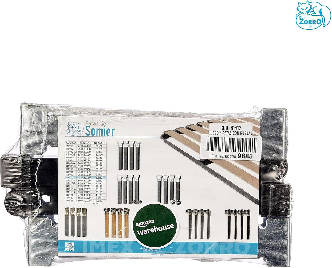 IMEX EL ZORRO Set mit 4 Beinen mit Rollen, 275 x 30 x 30 cm, Metall, neutral, 39x5x3 cm Set mit 4 Be