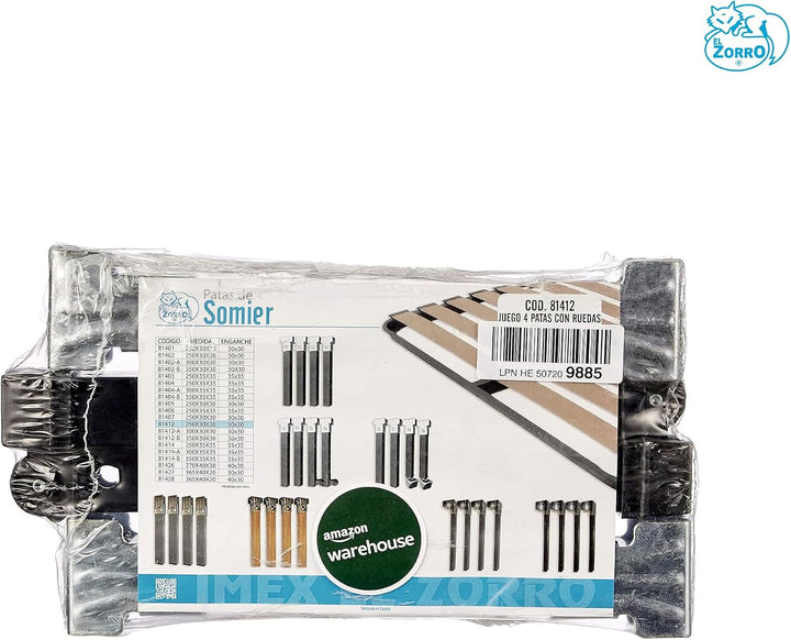 IMEX EL ZORRO Set mit 4 Beinen mit Rollen, 275 x 30 x 30 cm, Metall, neutral, 39x5x3 cm Set mit 4 Be