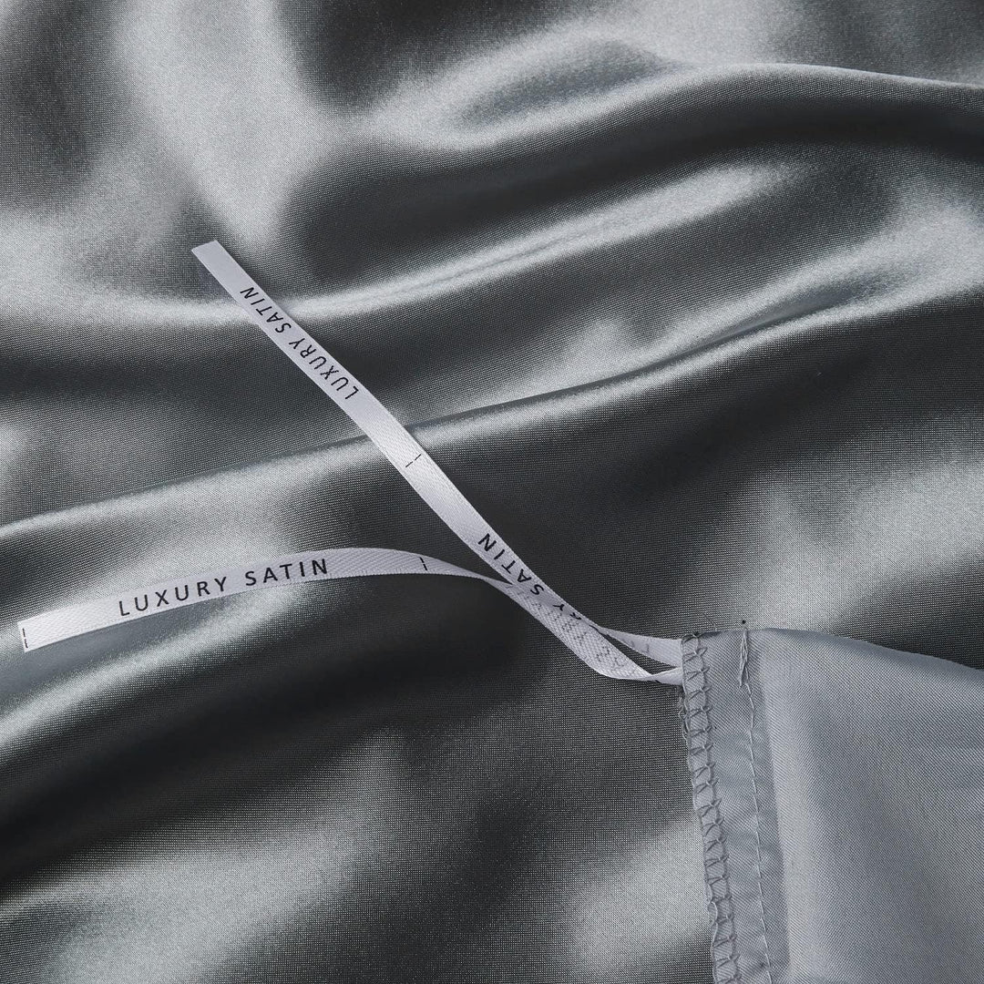 Satin Bettwäsche 155x220 Glänzend Grau Anthrazit Dunkelgrau Seide Glatt Glanzsatin Einfarbig Bettbez