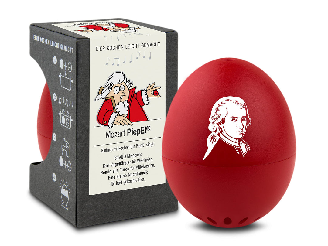 Mozart PiepEi - Singende Eieruhr zum Mitkochen - Eierkocher für 3 Härtegrade - Spielt Eine kleine Na