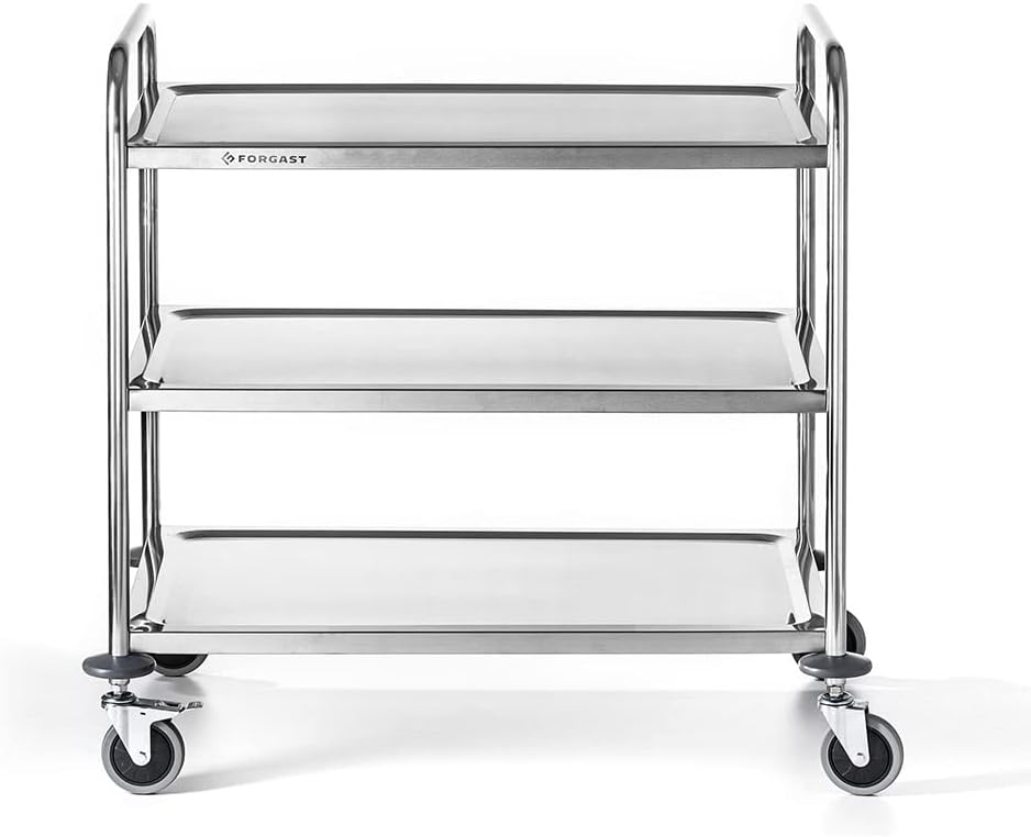 Servierwagen | Küchenwagen | 3 Etagen | bis 75 kg | Tablettabstand 27 cm | Edelstahl, 3 Etagen