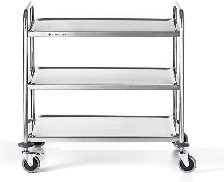 Servierwagen | Küchenwagen | 3 Etagen | bis 75 kg | Tablettabstand 27 cm | Edelstahl, 3 Etagen