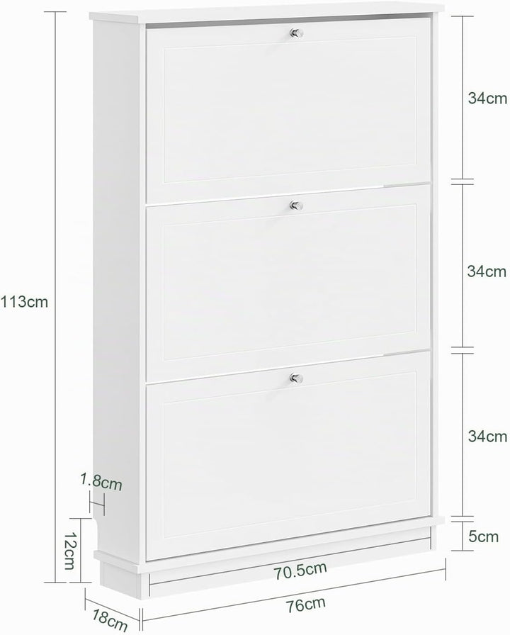 SoBuy Schuhschrank Schmal - Extrem Schmal 18Cm, Passt Grosse Schuhe Bis EU 47, Schmaler Schuhschrank