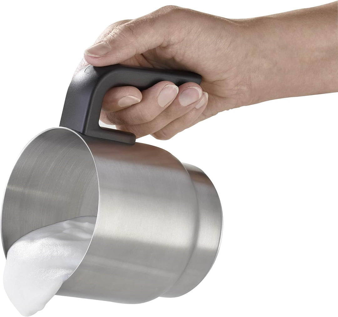 CASO Crema & Choco Inox, Milchaufschäumer für Kuhmilch und Pflanzenmilch, Kalter Milchschaum, Heisse