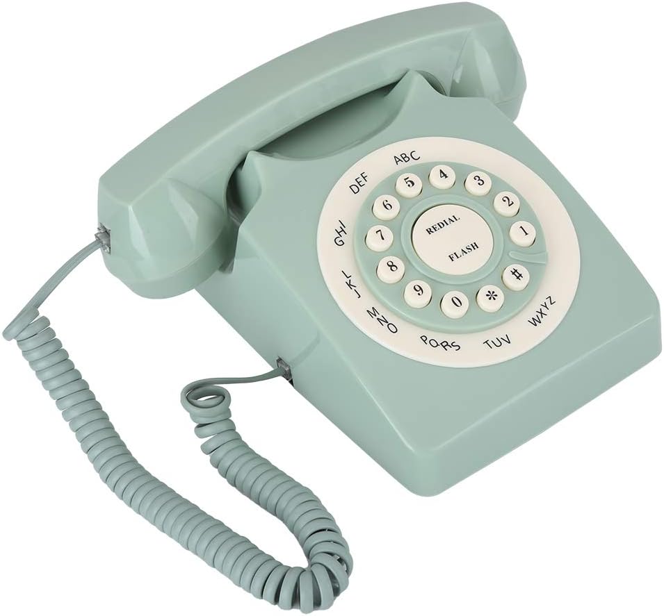 Europäisches Telefon, Hellgrüner Pastoralstil 80er Jahre Klassisches Retro Antikes Vintage Festnetzt