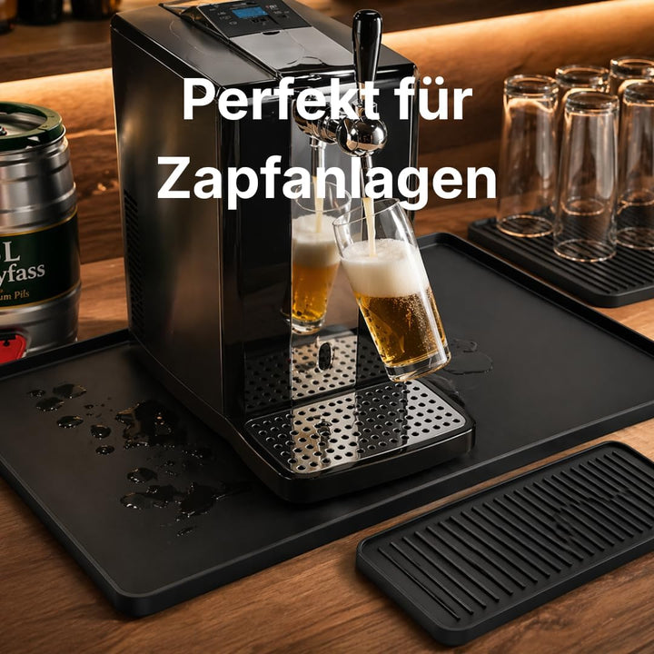 Silikon Matte für Bierzapfanlage 2er Set Schwarz 60 x 40 cm und 40 x 20 cm, rutschfeste Bar Unterlag