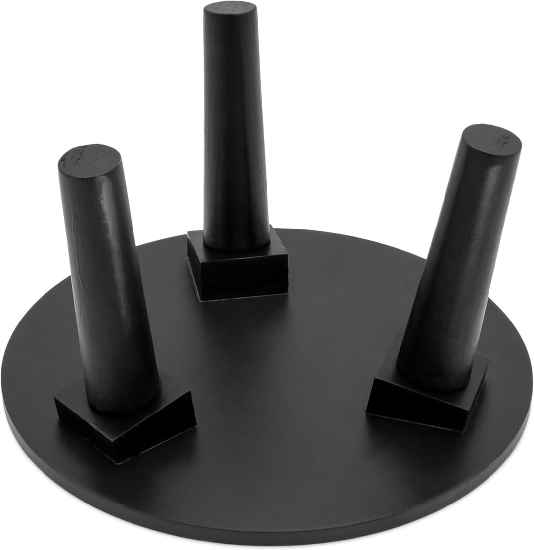 Spetebo Holz Blumenteller rund 25 cm - schwarz - Holz Pflanzenhocker mit 3 Füssen - Pflanzenständer