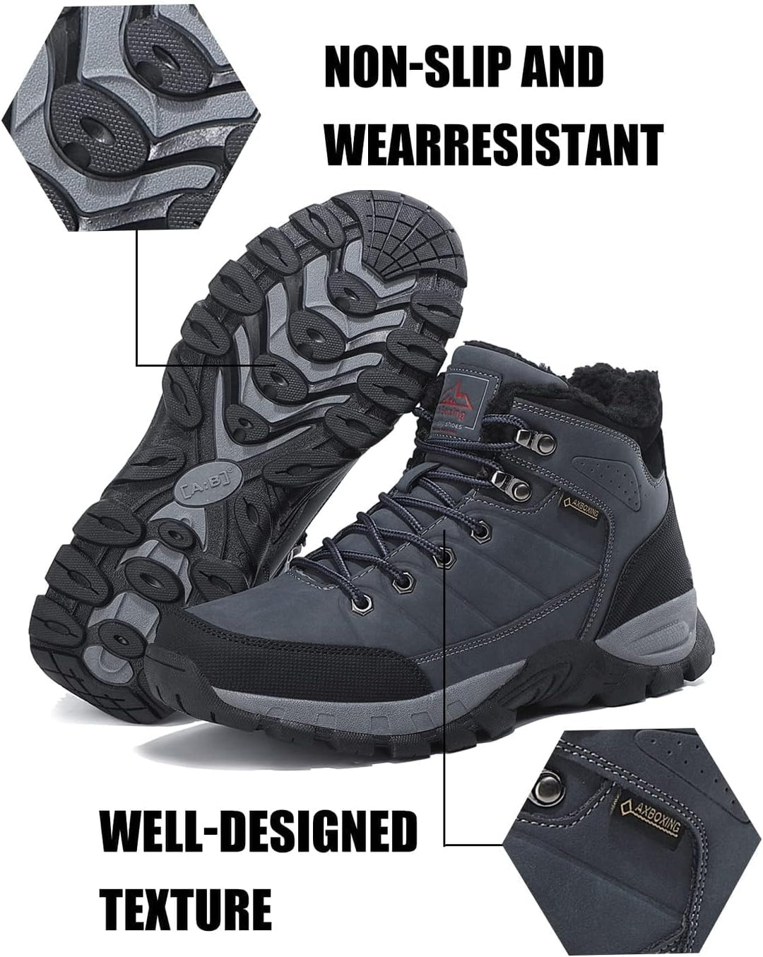 ARRIGO BELLO Winterschuhe Herren Winterstiefel Wanderstiefel Trekking Stiefel Gefüttert Warm Rutschf