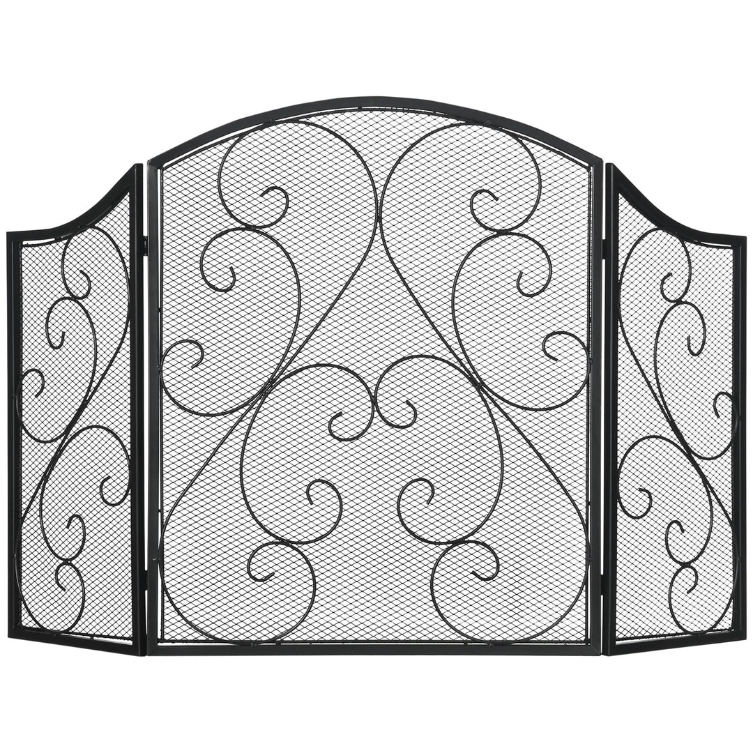 HOMCOM Kamingitter, Klappbares Kaminschutzgitter, Ofenschutzgitter mit 3 Paneelen, Funkenschutzgitte