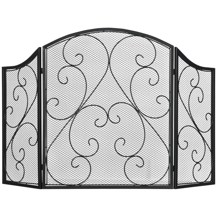 HOMCOM Kamingitter, Klappbares Kaminschutzgitter, Ofenschutzgitter mit 3 Paneelen, Funkenschutzgitte